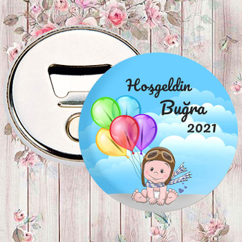 Erkek Bebek ile Renkli Balonlar Temalı Magnet Açacak