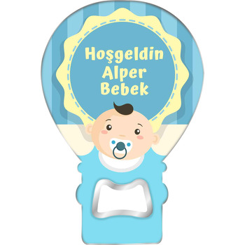 Erkek Bebek ile Sarı Çerçeve Temalı Balon Magnet Açacak