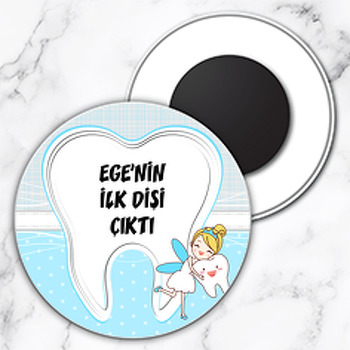 Erkek Diş Buğdayı Temalı Daire Plastik Magnet