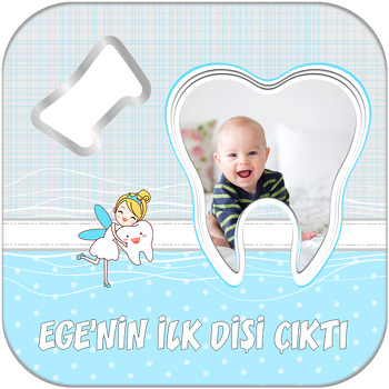 Erkek Diş Buğdayı Temalı  Kare Magnet Açacak