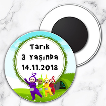 Teletabiler Temalı Daire Plastik Magnet