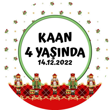 Fındıkkıran Asker ile Yeni Yıl Temalı Doğum Günü Sticker