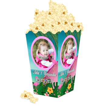 Flamingo Orman Temalı Popcorn Kutusu