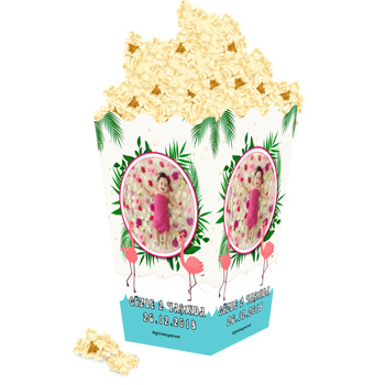 Flamingo ve Yeşil Temalı Popcorn Kutusu