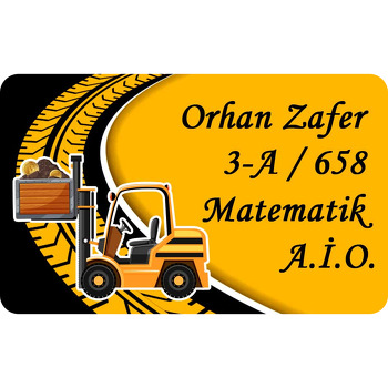 Forklift Sarı Fon Temalı Defter Etiketi