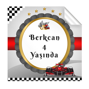 Formula 1 Temalı Kare Etiket