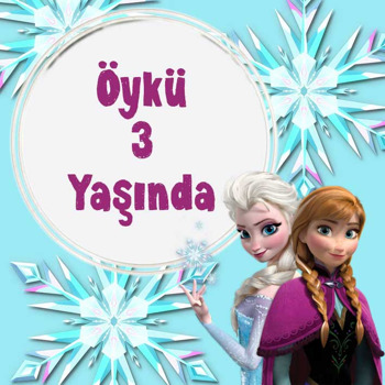 Frozen Karlar Ülkesi Temalı Kare Doğum Günü Parti Afiş