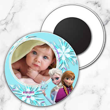 Frozen Karlar Ülkesi Temalı Resimli Daire Plastik Magnet