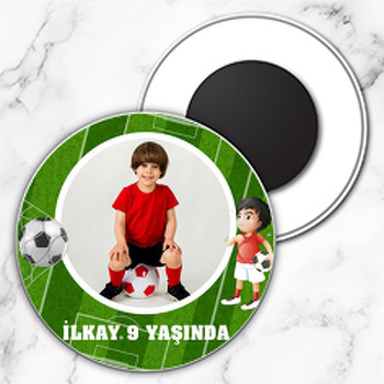 Futbol Sahası Temalı Resimli Daire Plastik Magnet