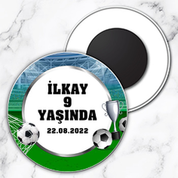 Futbolcu Kupa Temalı Daire Plastik Magnet