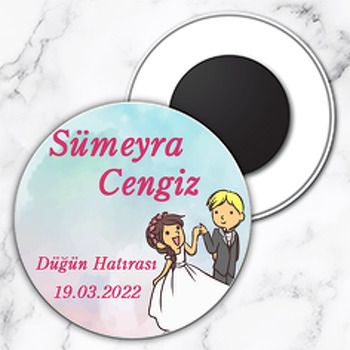 Gelin Damat İlk Dans Temalı Daire Plastik Magnet