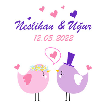 Gelin ve Damat Kuşlar Temalı Sticker