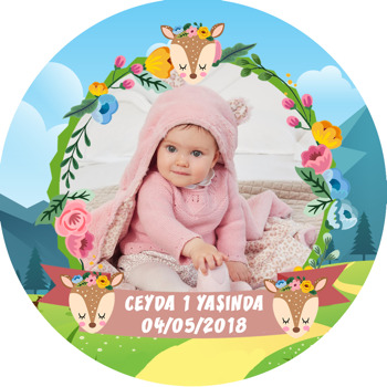 Geyik Temalı Resimli Sticker