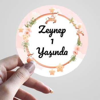 Geyik Yavrusu ile Bulutlar Temalı Sticker