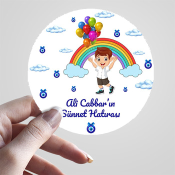 Gökkuşağı ile Balonlu Sünnet Çocuğu Temalı Sticker