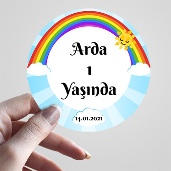 Gökkuşağı ve Güneş Temalı Parti Sticker