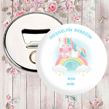 Gökkuşağı Ve Unicorn Temalı Magnet Açacak