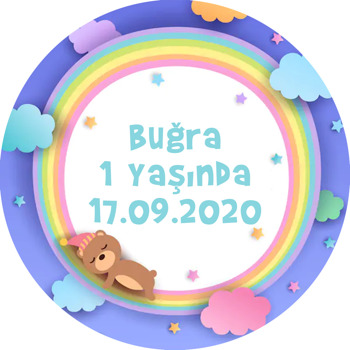 Gökkuşağı Ve Uyuyan Ayıcık Temalı Sticker