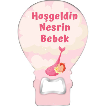 Gökyüzünde Leylek ile Kız Bebek Temalı Balon Magnet Açacak