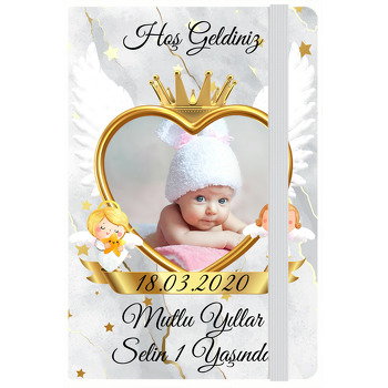 Gold Angel Temalı Doğum Günü Kişiye Anı Özel Defter