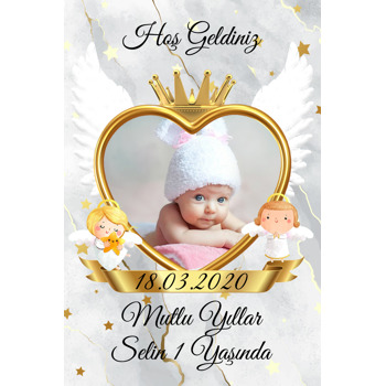 Gold Angel Temalı Doğum Günü Magnet