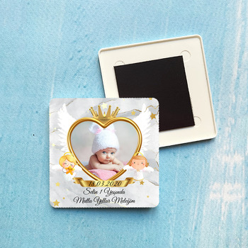 Gold Angel Temalı Resimli Plastik Kare Magnet