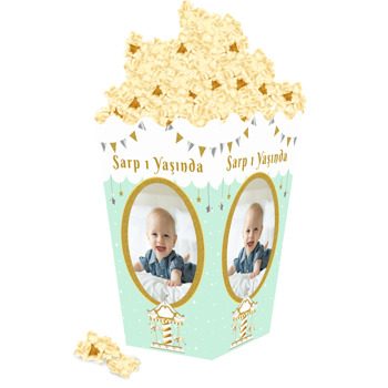 Gold Atlı Karınca ile Soft Yeşil Fon Temalı Popcorn Kutusu