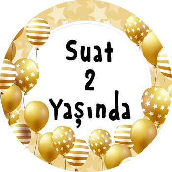 Gold Balonlar ile Yıldızlı Fon Temalı Sticker