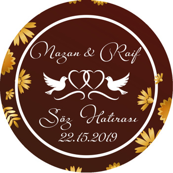 Gold Çiçek Temalı Söz Nişan Nikah Sticker