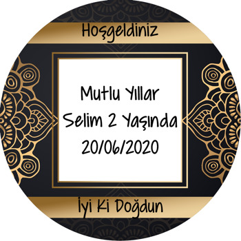 Gold Desen Temalı Doğum Günü Sticker