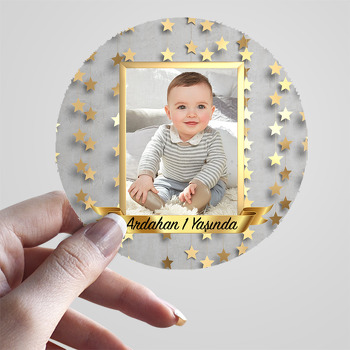 Gold Gri Yıldızlar Temalı Resimli Sticker