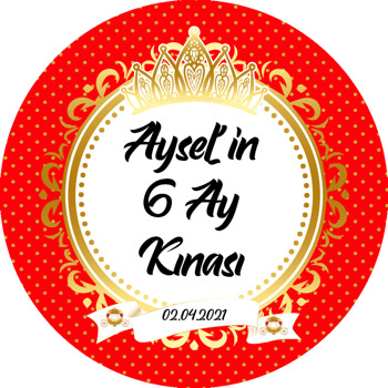 Gold ile Kırmızı Fonda Balkabağı Araba ve 6 Ay Kınası Temalı Sticker