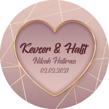 Gold Kalpli Çerçeve ile Geometrik Çizgi Temalı Söz Nişan Nikah Sticker