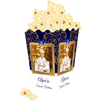 Gold Lacivert Sünnet Temalı Popcorn Kutusu