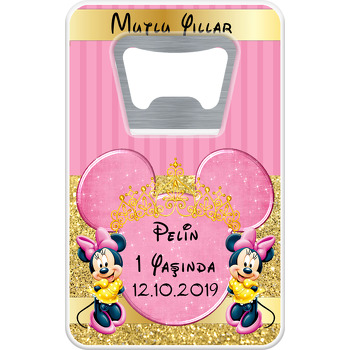 Gold Minnie Mouse Temalı Dikdörtgen Magnet Açacak