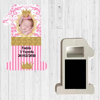 Gold Pink Damask Temalı Doğum Günü Magnet Açacak