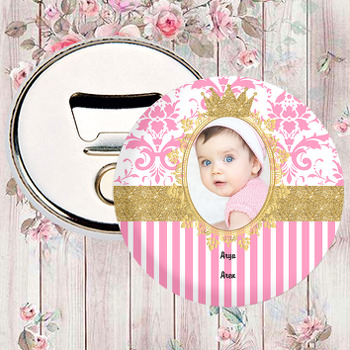 Gold Pink Damask Temalı Fotoğraflı Magnet Açacak