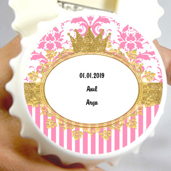 Gold Pink Damask Temalı Kapak Şekilli Magnet Açacak