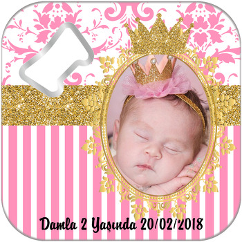 Gold Pink Damask Temalı Kare Magnet Açacak