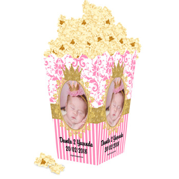 Gold Pink Damask Temalı Popcorn Kutusu