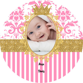 Gold Pink Damask Temalı Resimli Sticker