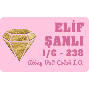 Gold Simli Diamond Pembe Fon Temalı Defter Etiketi