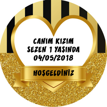 Gold Simli Kalp Çerçeve Temalı Sticker