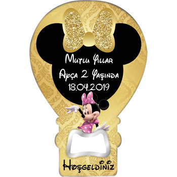 Gold Simli Minnie Mouse Temalı Balon Magnet Açacak