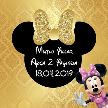 Gold Simli Minnie Mouse Temalı Kare Afiş