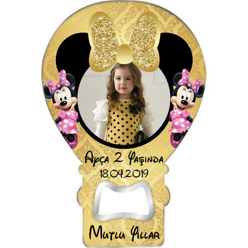 Gold Simli Minnie Mouse Temalı Resimli Balon Magnet Açacak