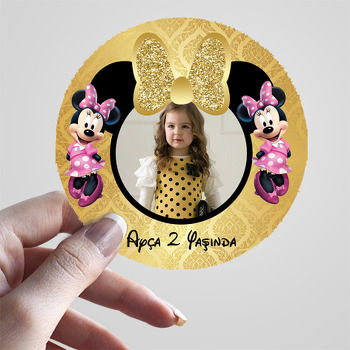 Gold Simli Minnie Mouse Temalı Resimli Sticker