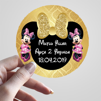 Gold Simli Minnie Mouse Temalı Sticker