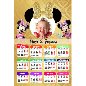 Gold Simli Minnie Mouse Temalı Takvim Magnet