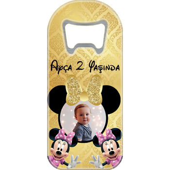 Gold Simli Minnie Mouse Temalı Uzun Resimli Magnet Açacak